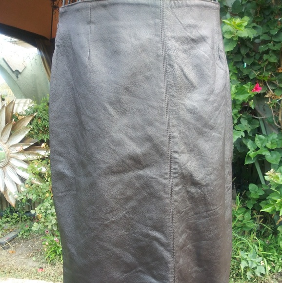 EUC Bagatelle Chocolate Brown Leather Pencil Skirt - Picture 3 of 7